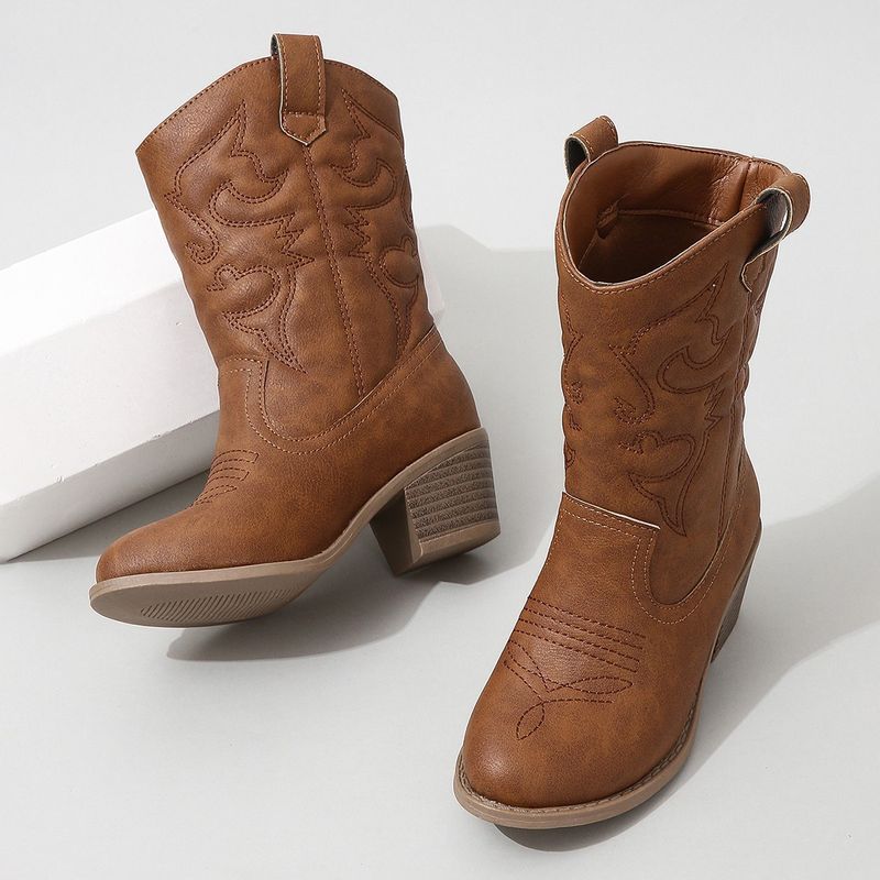 Çocuk Ayakkabıları Çocuk Orta Baldır Botları Yeni Kızlar Yumuşak Taban Moda Retro Deri Botlar Orta ve Büyük Çocuklar İçin Dış Ticaret Botları_voghion.com
