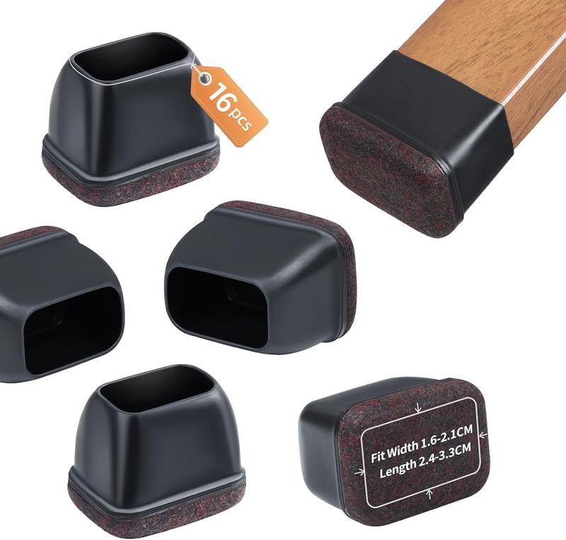 Premium 8-Pack Furniture Protectors | 5mm Thick Felt + Silicone Grip | Scratch & Noise Reduction | Fits EU Chair/Tables (Transparent)_voghion.com