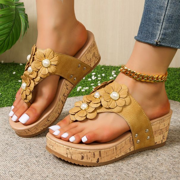 Infradito estive da donna - Sandali con zeppa massaggianti con supporto plantare e suola spessa per spiaggia e abbigliamento casual_voghion.com