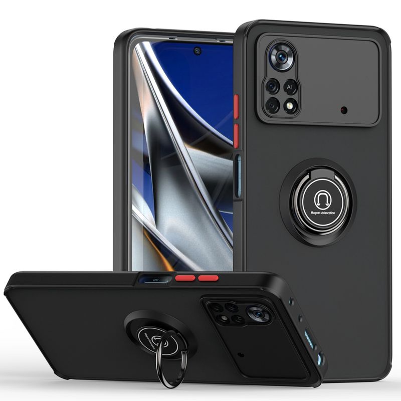 KEYSION Fashion Matte Hülle für POCO X4 Pro 5G Transparenter Ringständer Stoßfeste Telefonrückseite für Xiaomi POCO M4 Pro_voghion.com