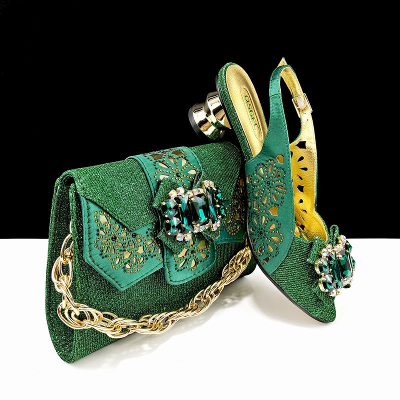 Set de geantă de pantofi cu vârful deschis pentru femei, pantofi cu design gol, pentru o petrecere sau o nuntă_voghion.com