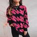 Oversized Flocked Stripe Sweater – Thickened Polyester-Blend Knit With Soft Round Neck (S-XL, Cozy Winter Pullover, Machine Washable)_voghion.com