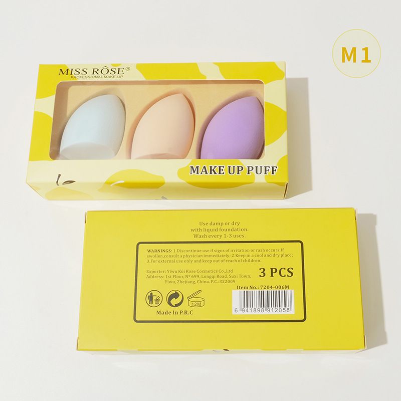 Conjunto de 3 esponjinhas de maquiagem MISS ROSE - Uso duplo úmido e seco, esponja não absorvente sem látex, formato ergonômico para aplicação perfeita de base_voghion.com