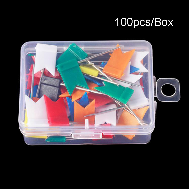 100/Box Positioning Needle Color Small Red Flag Nails I-Slots Painting Map Needle Cork Nails Press Office Art Nails_voghion.com