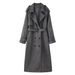 British-Inspired Belted Trench Coat – Oversized Double-Breasted Wool Blend, Longline (S-L, Stone Grey/Taupe)_voghion.com