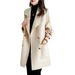 Women's Wool Blend Trench Coat With Notched Lapel & Double-Breasted Closure - Elegant Oversized Fit For Office & Casual Wear (Beige, Black, Camel)_voghion.com