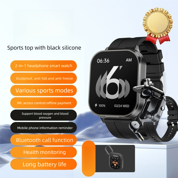 Hui Mingpin TWS Bluetooth Earbuds 2-in-1 Binaural Monitoring Bracelet Noise Cancelling Call Sports Smart Watch_voghion.com