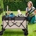Multi-Functional Push-Pull Folding Wagon Cart With Rotating Handle & 360° All-Terrain Wheels – Heavy-Duty, Adjustable Design, Large Capacity For Transport, Groceries, And Outdoor Use, Khaki- Gray_voghion.com