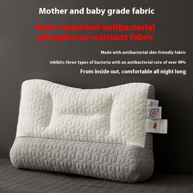 Anti-Bow Natural Latex Layered Traction For Support And Sleep Aid, Special Core, Set Of Two, Home Use Neck Pillow_voghion.com