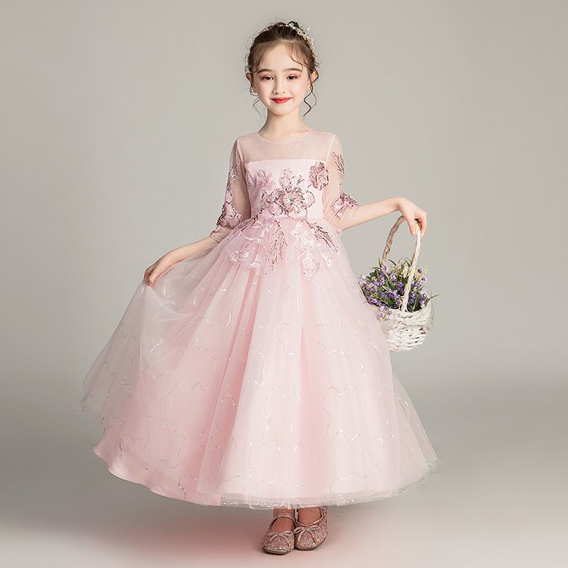 Miso Bear Barnklänning Lyxig Prinsessklänning Blomsterflicka Bröllopsklänning Puffig Kjol Värdpianoframträdande Kostym Kjol Barnkläder_voghion.com