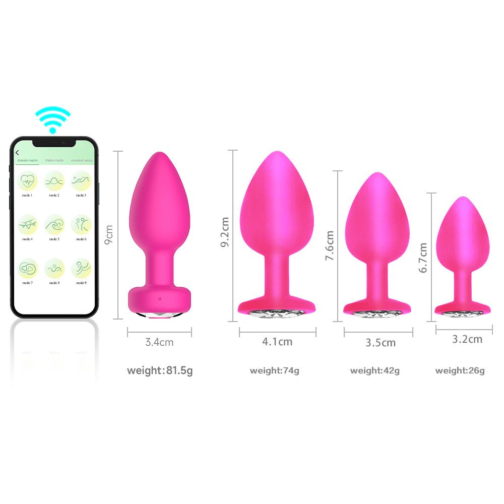 Plug anale con telecomando APP wireless e trapano, plug anale vibrante in silicone, set da quattro pezzi, prodotto per adulti_voghion.com