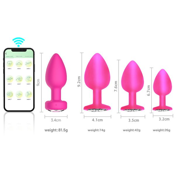 Plug anale con telecomando APP wireless e trapano, plug anale vibrante in silicone, set da quattro pezzi, prodotto per adulti_voghion.com
