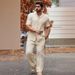 Men's Clothing Beach Print Suit Casual Loose Lapel Irregular Shirt_voghion.com