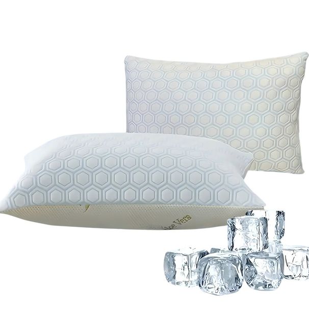 Cooling Gel Memory Foam Pillow – 6.7 Inch Low Profile, Breathable Blue Pillow For Hot Sleepers, Hotel-Quality Support (17.7x9.9 Inches, 3.3kg)_voghion.com