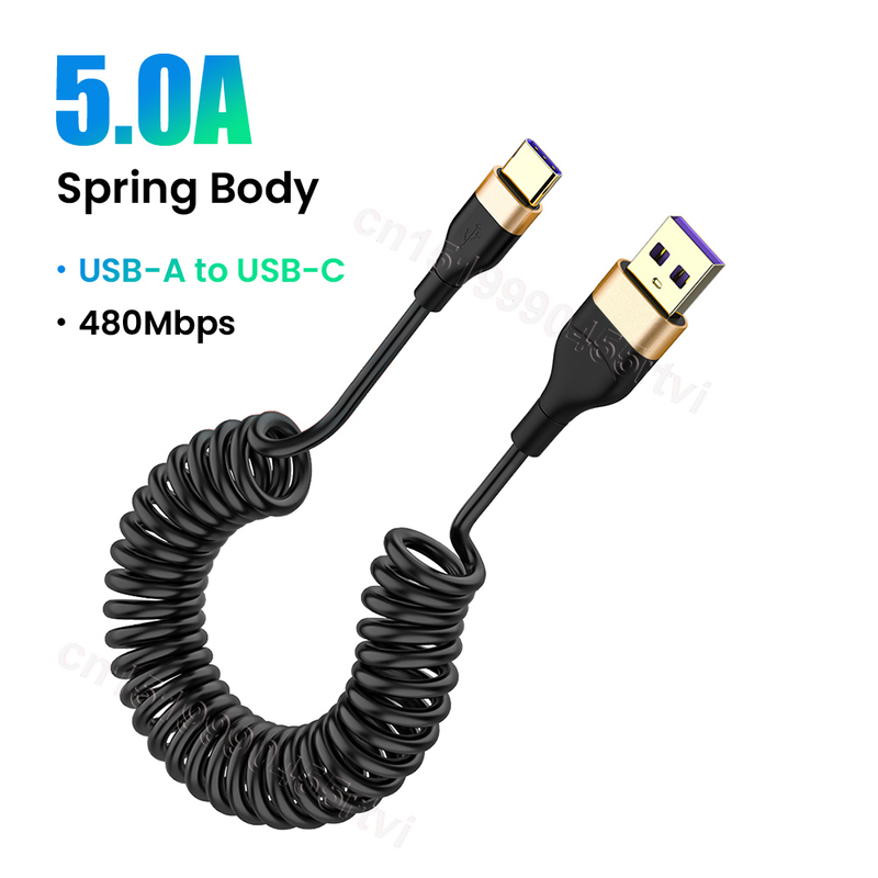 Spring 2in1 5A Snabbladdning USB Typ C-kabel för Huawei P40 Pro USB C-laddarkabel för Samsung Xiaomi QC3.0_voghion.com