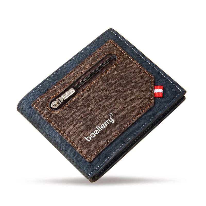 Borse da uomo Nuovo portafoglio corto da uomo Business Contrast Color Open Multi Card Slot Ticket Clip Portafoglio semplice con cerniera_voghion.com