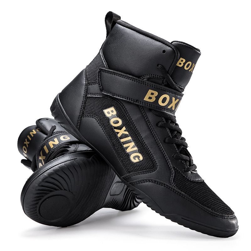 New Breathable Boxing Competition Sports Men's Shoes Sanda Martial Arts Training Wrestling High Top Fighting Fitness Women's Shoes_voghion.com