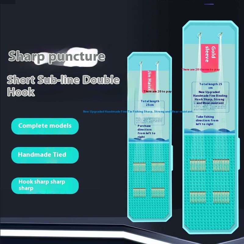 Handgemachte feine Bindung aus Originalseide, kurze Unterleine mit goldenen Ärmeln, doppelter fertiger Haken, sicher gebunden für das Wildfischen,_voghion.com