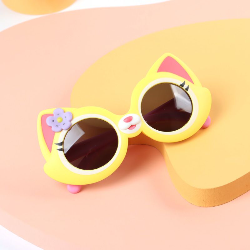 2024 New Children's Cartoon Polarized Sunglasses Fashion Cute Silicone Soft Frame Lovely Little Cat Glasses_voghion.com