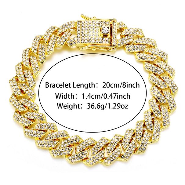 Gioielli hip-hop alla moda, catena cubana, accessori con diamanti, bracciale versatile_voghion.com