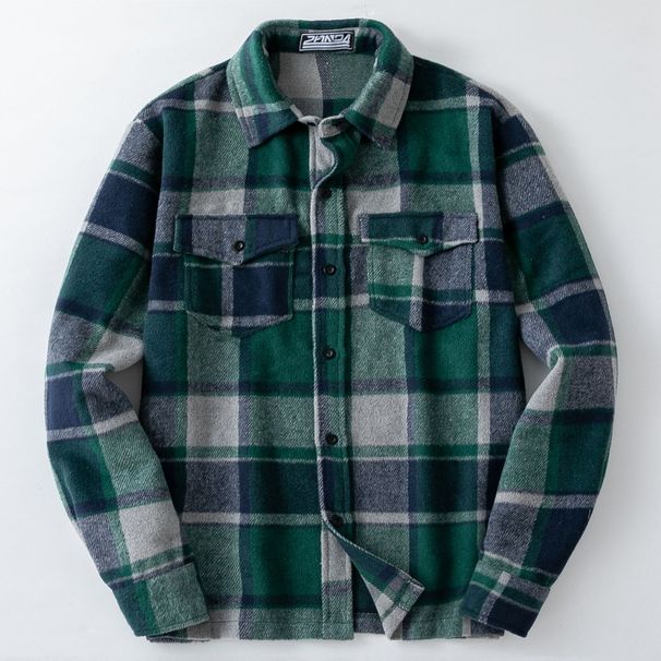 Klassisches kariertes Flanellhemd für Herren – Lässiges Winterhemd mit langen Ärmeln und Knopfleiste für Outdoor-Aktivitäten und den Alltag (Grün, Größen M–3XL)_voghion.com