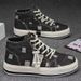Mens Retro Canvas High Top Skateboard Shoes - Comfy Non-Slip Lace Up Sneakers with Breathable Upper Durable PVC Sole for_voghion.com