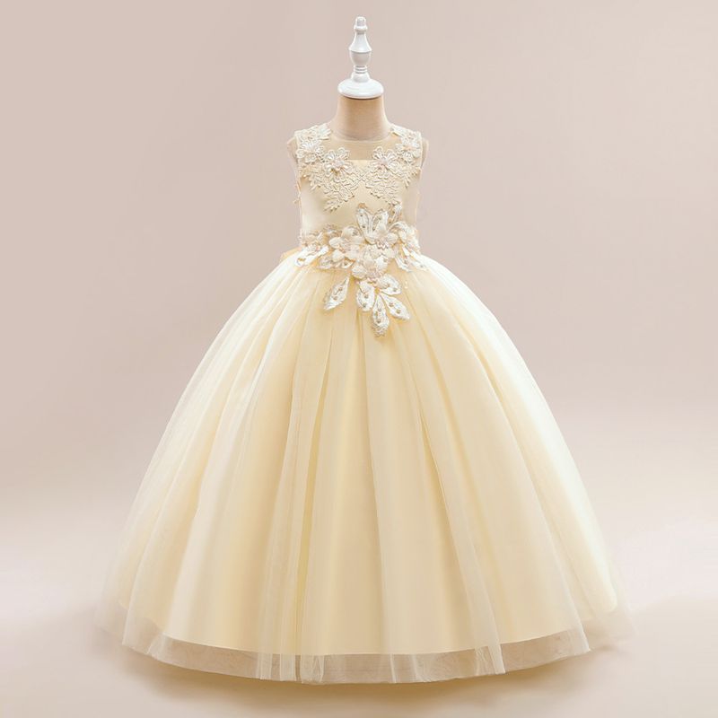 Kids’ Clothing Children's Dress Princess Applique Mesh Skirt Performance Costume Catwalk Tutu Skirt Evening Dress Female_voghion.com