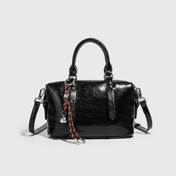 2025 Summer Winter New Women's Oil Waxed Leather Boston Pillow Multifunctional Handbag_voghion.com