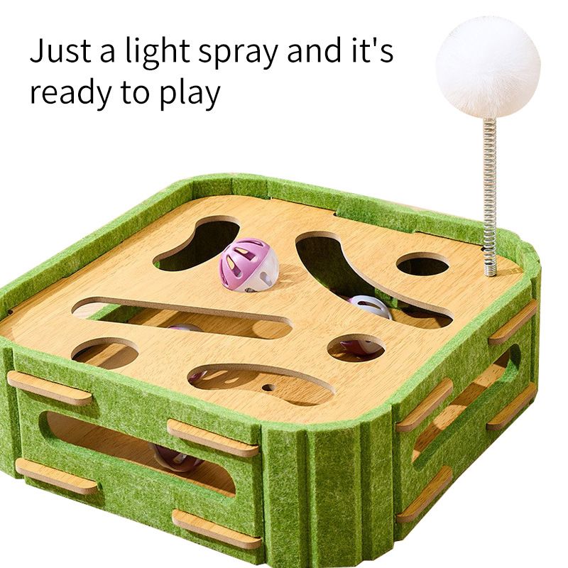 Toy Teaser Wand Self-Entertainment Gadget With Feather Cat Scratching Post Durable Rotating Ball Water Wood_voghion.com