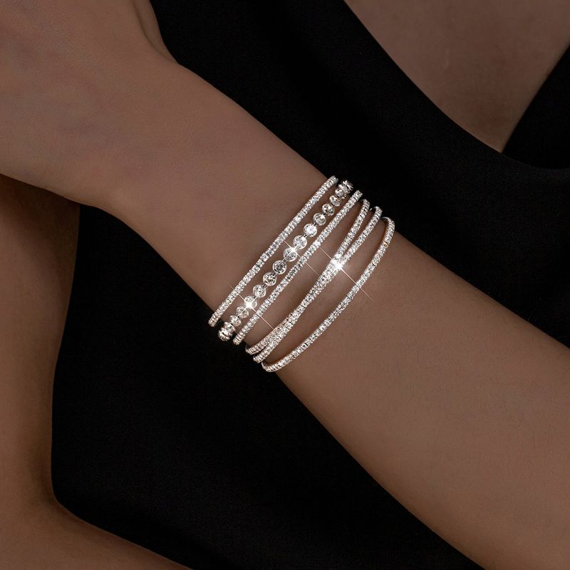 Bracciale elastico intarsiato con strass in stile coreano per la sposa_voghion.com