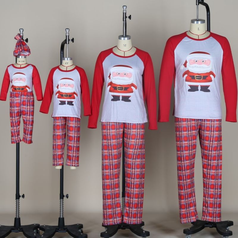 Ensemble de noël tenue parent-enfant noël manches longues décontracté ensemble parent-enfant pyjama alphabet anglais_voghion.com