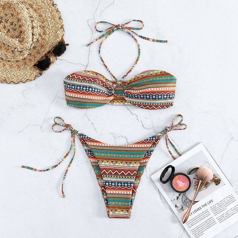 Damenbekleidung spezielles Angebot Bikini Split Retro Druck Dreipunkt sexy Hot Girl Urlaub Bikini_voghion.com