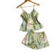 Pijama de talla grande estampada, cómoda y elegante, conjunto de dos piezas con shorts y tirantes, ropa de estar por casa para mujer_voghion.com