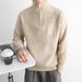 Męski sweter z dzianiny z zamkiem błyskawicznym do połowy – zimowy, ciepły sweter z ściągaczami przy mankietach (szary/khaki, M-4XL)_voghion.com