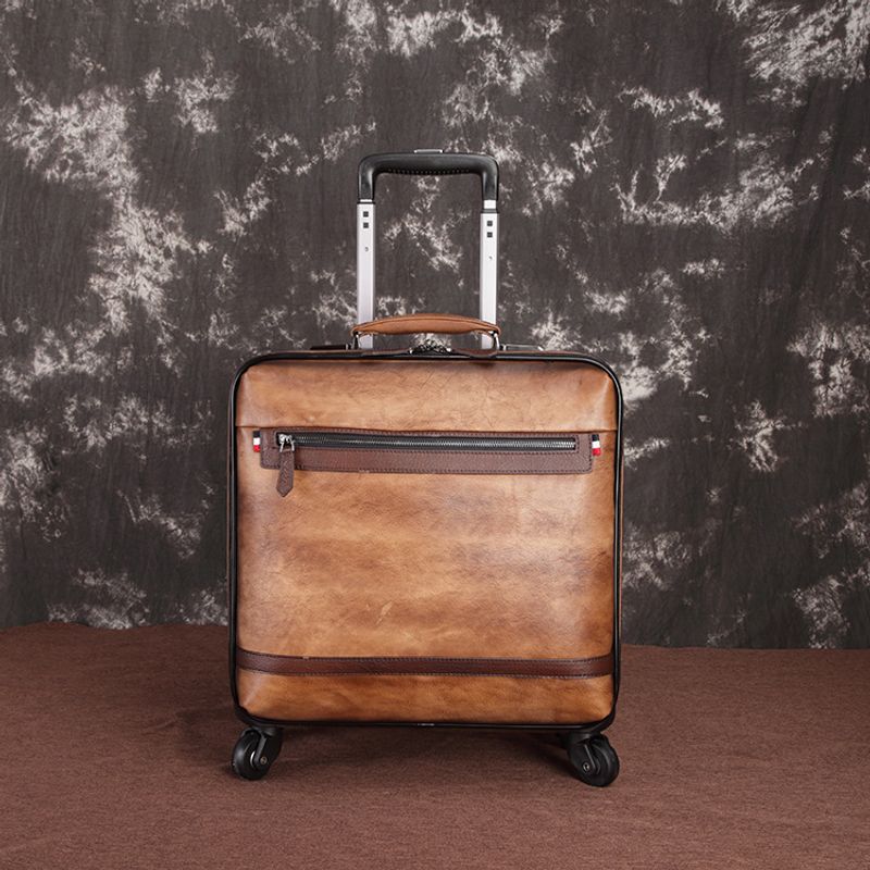 Nueva maleta de cuero pintada a mano con capa superior de viaje de piel de vaca para equipaje de hombres y mujeres, estuche de embarque de negocios_voghion.com