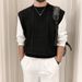 Men's Clothing Autumn And Winter New Fake Two Piece Black Sweater Men's College Style Knitted Sweater Boys Lazy Style Men's Clothing Trend_voghion.com