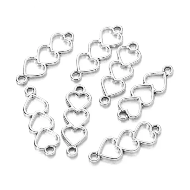 30 Pieces Of Alloy Gold Heartshaped Charm Connectors Hollow Love For DIY Bracelets Necklaces Earrings Jewelry Making_voghion.com