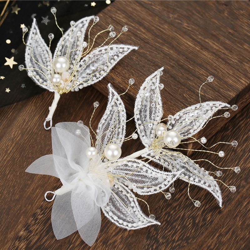 Haarschmuck für Brauthochzeiten, weiße Pailletten, Blattform, Kristallperlen, dekorativer Rand, Kopfschmuck, 2er-Set_voghion.com