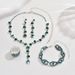 Set di gioielli da donna con diamanti lucidi intarsiati, collana, orecchini, bracciale e anello_voghion.com