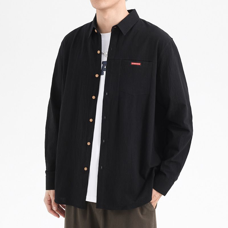 Lässiges Langarmhemd für Herren – weiche Baumwolle, Oversize-Passform, atmungsaktiv und knitterfrei, stylisches Button-Up für den Alltag (weiß)​_voghion.com