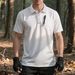 Herrenbekleidung Outdoor Einfarbiges Poloshirt Schweres lässiges atmungsaktives Revers-T-Shirt_voghion.com