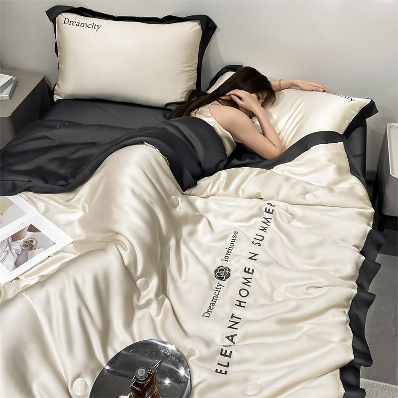 Washed Tencel Summer Bedding Set - Ultra-Soft & Breathable Lightweight For Air Conditioning (Machine Washable Twin/Queen/King Size)_voghion.com