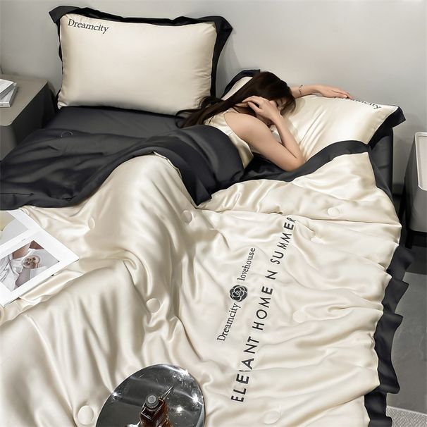 Washed Tencel Summer Bedding Set - Ultra-Soft & Breathable Lightweight For Air Conditioning (Machine Washable Twin/Queen/King Size)_voghion.com