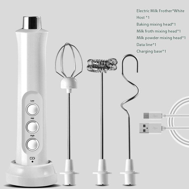 3 In 1 Portable Rechargeable Electric Milk Frother Foam Maker Handheld Foamer High Speeds Drink Mixer Coffee Frothing Wand_voghion.com