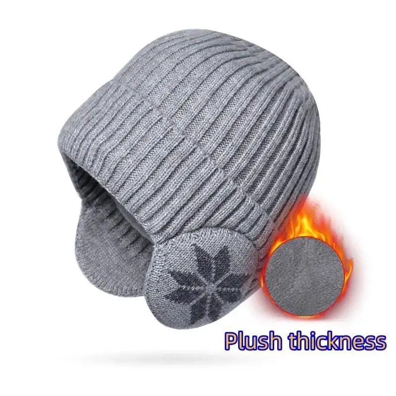 New Unisex Add Fur Lined Winter Knitted Hat With Earflap Fashion Beanie Hats For Men Women Outdoor Classic Keep Warm Cap_voghion.com