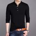 Pure cotton long sleeved T-shirt for middle-aged young fathers, 2024 new spring and autumn season lapel top, men's_voghion.com