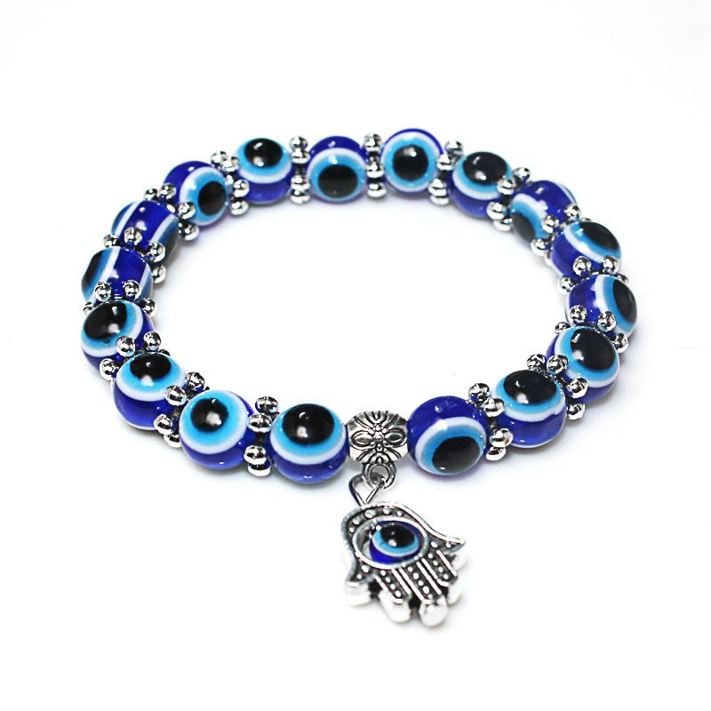 Blauäugiges Palmen-Fatima-Hand-Anhänger-Armband mit bösem Blick für Damen_voghion.com