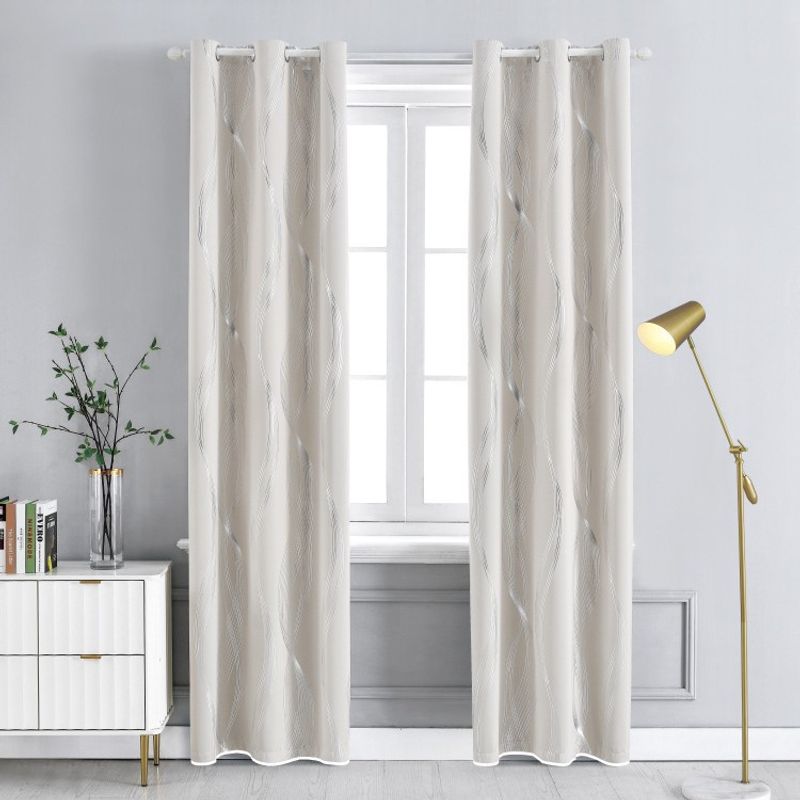 Blackout Curtains With Silver Embroidery - High Precision Light Blocking Drapes For Home & Bedroom Ready-Made Window Treatments​_voghion.com