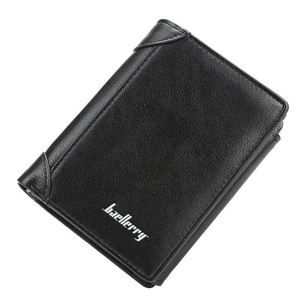 Wallet men's short baellerry vertical multi-card slot tri-fold small wallet thin buckle coin purse_voghion.com