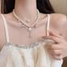 Bohemian Beach Shell Necklace Pearl Starfish Multi-layer Choker Women Vacation Style Fish Tail Pendant_voghion.com